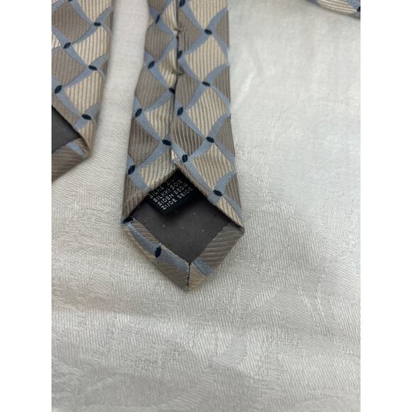 Fratelli Moda 100% Silk Tie Toupe Silver Geometric Print Made in Italy - Picture 4 of 5